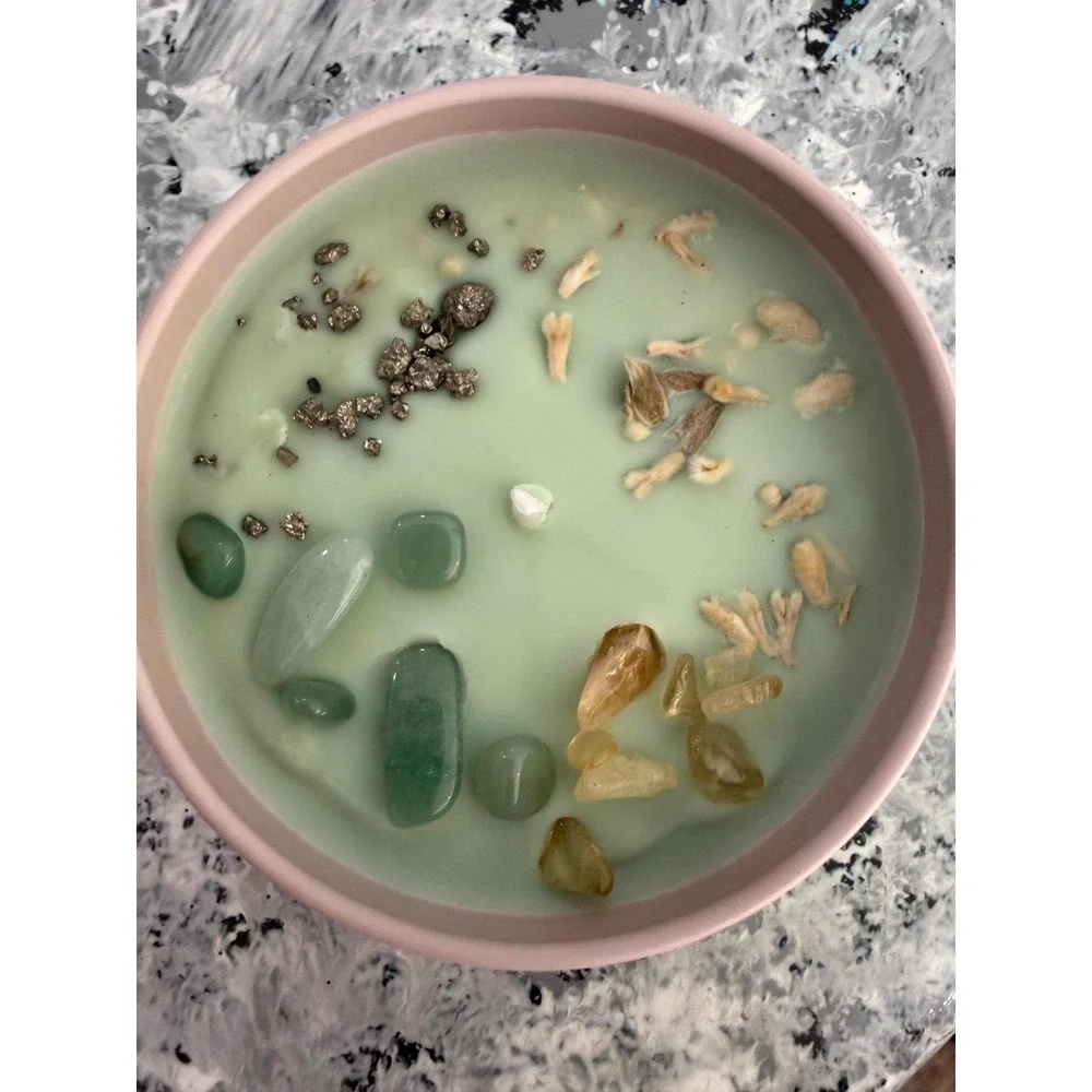 BILLS? PAID Candle – Pyrite, Green Aventurine Wealth Manifestation Candle